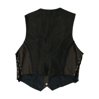 Brown Color Block Casual Vest