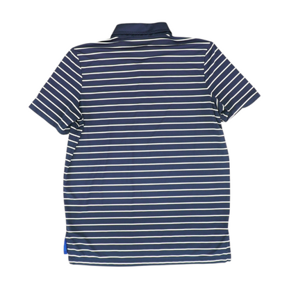 Navy Striped Short Sleeve Polo
