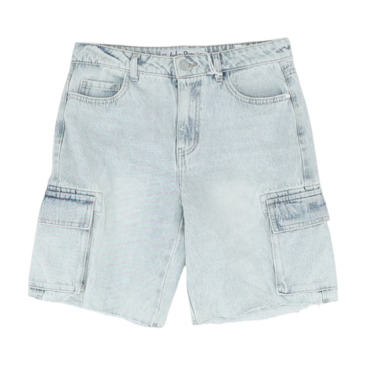 Blue Solid Denim Shorts