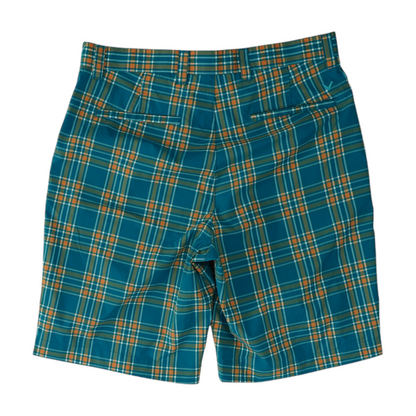 Turquoise Plaid Chino Shorts