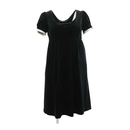 Black Solid Midi Dress