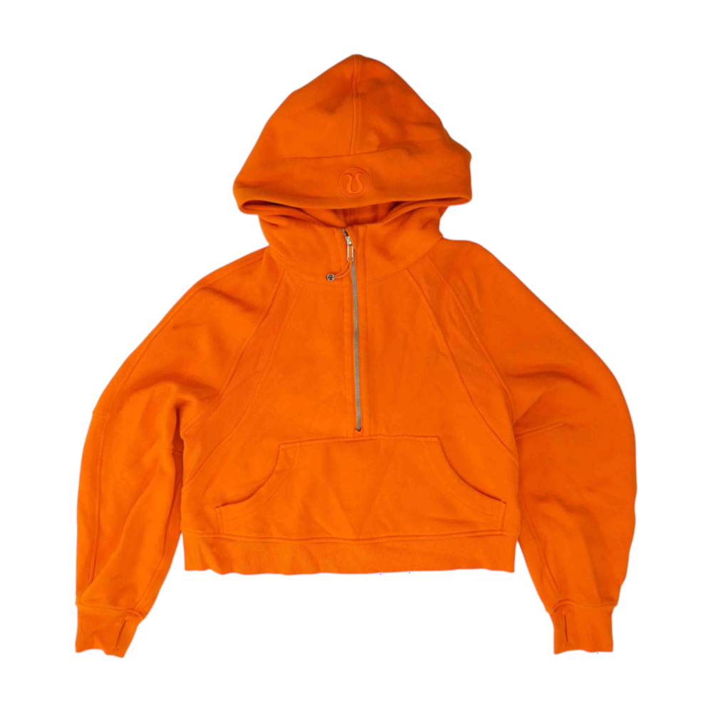 Orange Solid 1/4 Zip Pullover