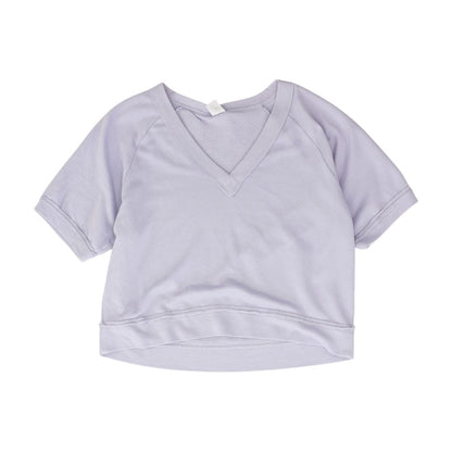 Lavender Solid V Neck Knit Top