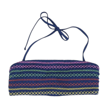 Navy Striped Swim Top