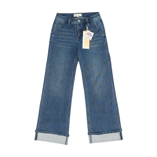 Blue Striped Wide Leg Jeans