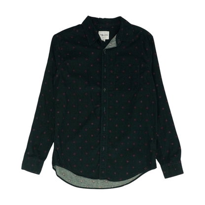 Green Print Flannel Button Down