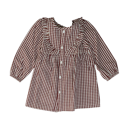 Maroon Check Dress