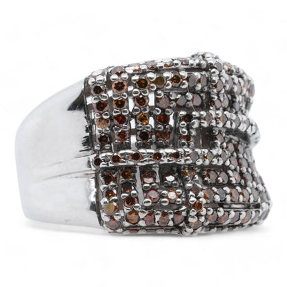 14K White Gold Orange Diamond Tapered Fancy Band