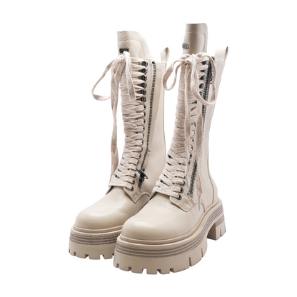 Beige Knee-High Boots