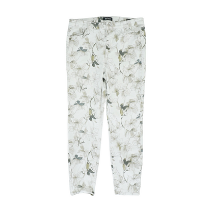 White Floral Slim Pants