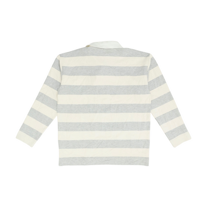 Gray Striped Long Sleeve Polo