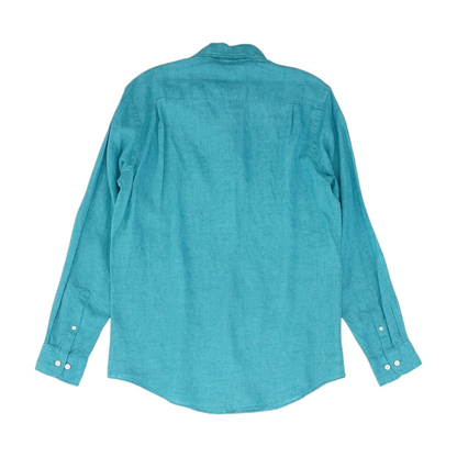 Turquoise Solid Long Sleeve Button Down