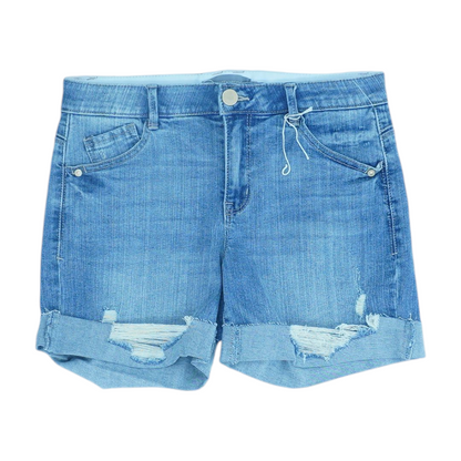 Blue Solid Denim Shorts