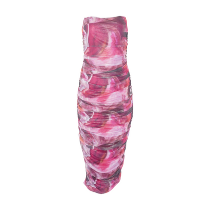 Pink Print Midi Dress