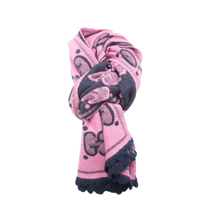 GG Wool Scarf in Pink and Navy
