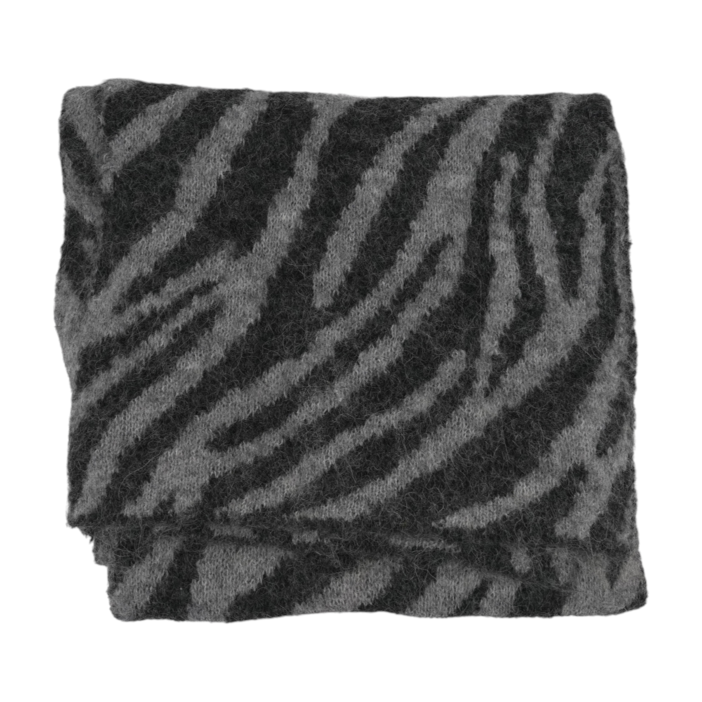 Gray Animal Print Acrylic Scarf