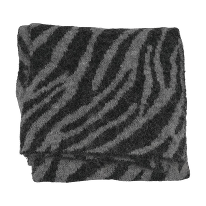 Gray Animal Print Acrylic Scarf