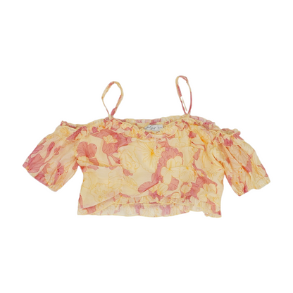 Yellow Floral Cropped Blouse