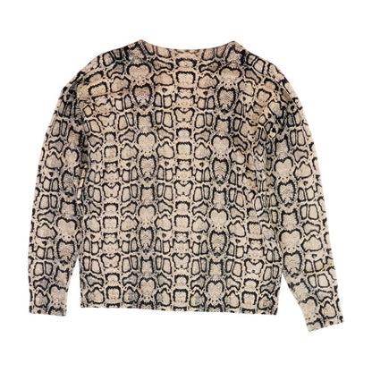 Beige Animal Print V-Neck Sweater