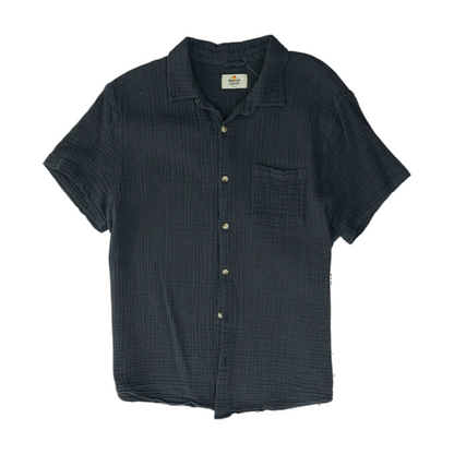 Gray Solid Short Sleeve Button Down