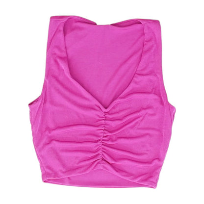 Magenta Solid Sleeveless Blouse