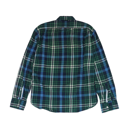 Navy Plaid Long Sleeve Button Down