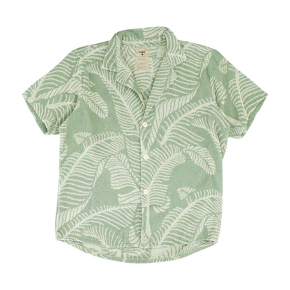 Green Print Short Sleeve Button Down