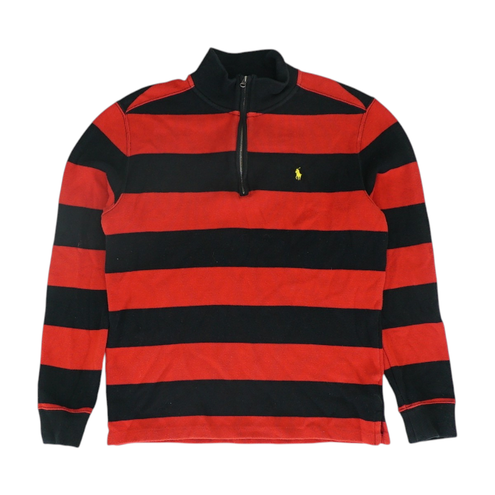 Red Striped 1/4 Zip Pullover
