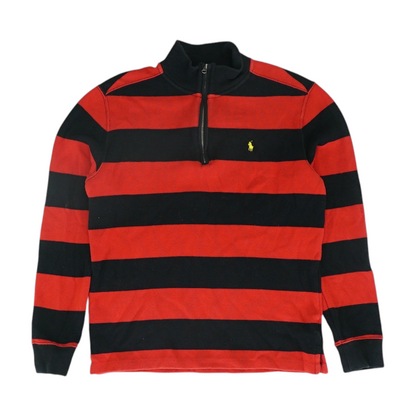 Red Striped 1/4 Zip Pullover