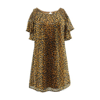 Brown Animal Print Midi Dress