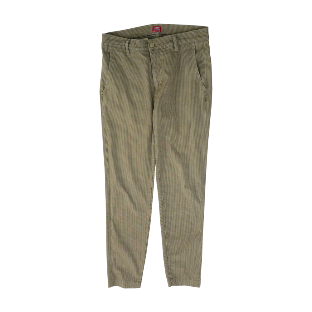 Tan Check Tapered Pants