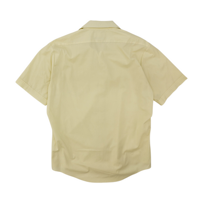 Vintage Yellow Solid Short Sleeve Button Down