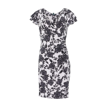Beige Floral Midi Dress