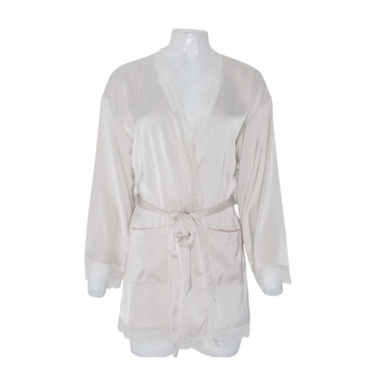 Cream Solid Robe