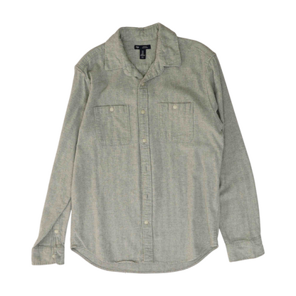 Gray Solid Flannel Button Down
