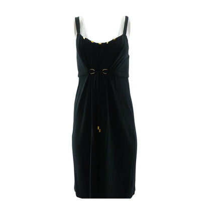 Black Solid Midi Dress