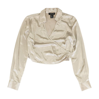 Silver Solid Long Sleeve Blouse