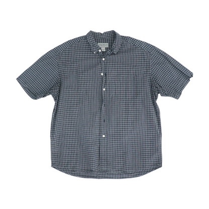 Navy Plaid Short Sleeve Button Down
