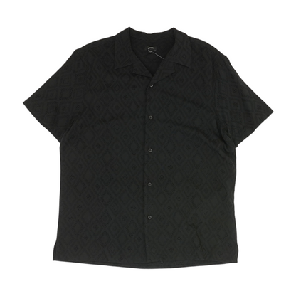 Black Solid Short Sleeve Button Down