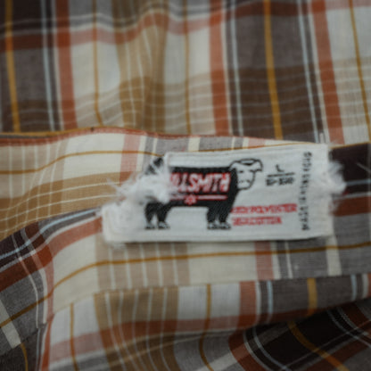 Vintage Beige Plaid Long Sleeve Button Down