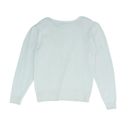 Vintage Ivory Embellished Silk-Nylon Blend Sweater