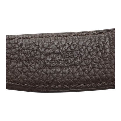 Noir & Etain H Guillochee Belt Buckle & Reversible Leather Strap 32mm in Box 135 & Togo Calfskin