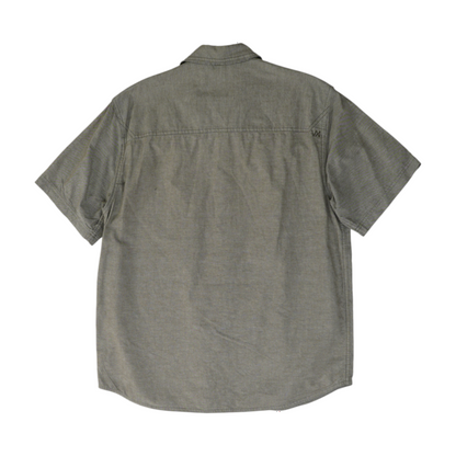 Brown Solid Short Sleeve Button Down