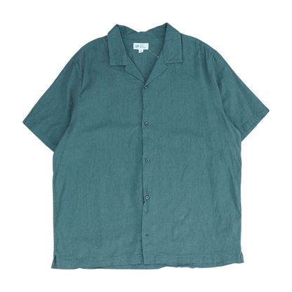Olive Solid Short Sleeve Button Down