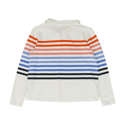 White Petite Striped 1/4 Zip Pullover