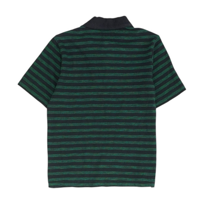 Navy Striped Short Sleeve Polo