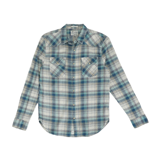 Beige Plaid Long Sleeve Button Down