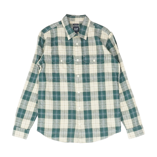 Green Plaid Long Sleeve Button Down