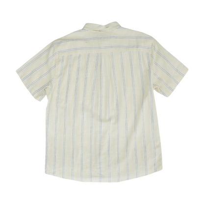 Ivory Striped Short Sleeve Button Down