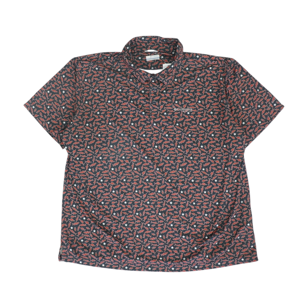 Black Print Short Sleeve Polo